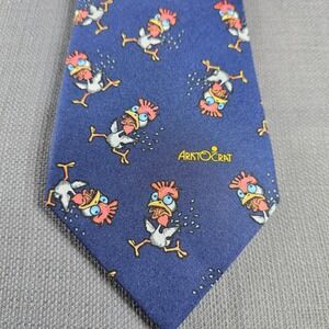 Aristocrat Mens Navy Blue Novelty Chicken Print Necktie Made in Australia